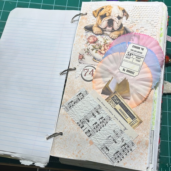 Pink "Hey Diddle Diddle" Junk Journal with Gems and Black Lace Trim - Picture 7 of 12